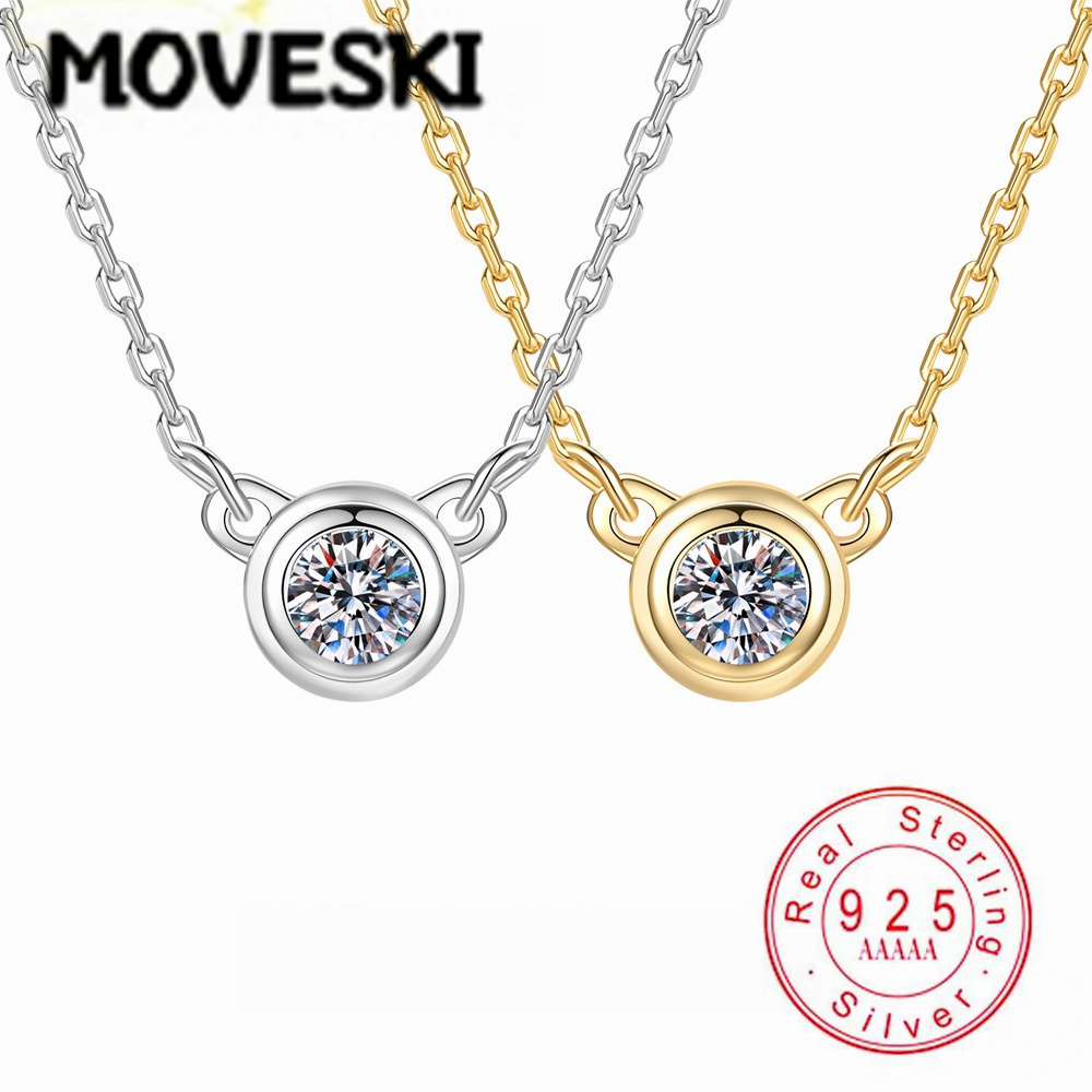 Bezels Set Pendant - S925 Sterling Silver Moissanite Bezel Set