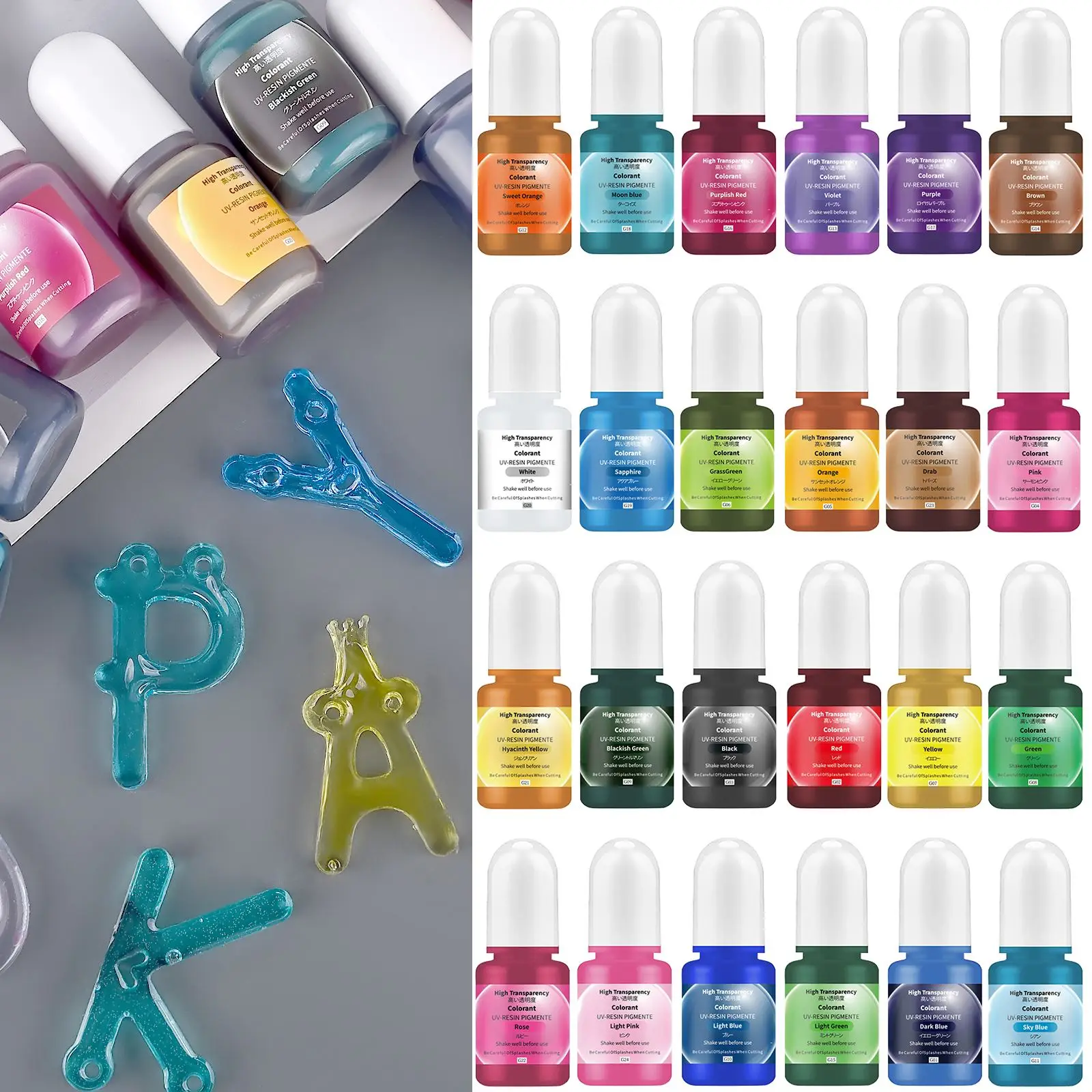 Epoxy Uv Resin Kit - 24Colors 5ml Epoxy Resin Pigment Transparent