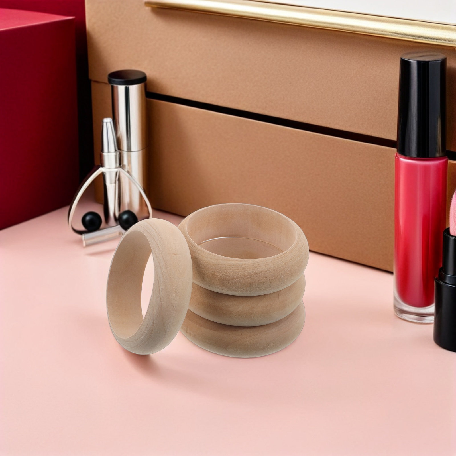 4Pcs Natural Wooden Bangles Bl - Wood Ring Blank review and price
